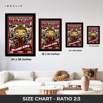 Post Malone “Hollywood’s Bleeding” Pop Art Comic Edition – 4K Ultra Wrap Frame Wall Art in Pakistan | IBRELIA™ - IBRELIA
