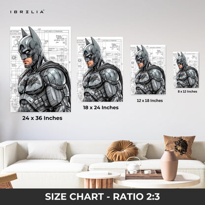 Blueprint Batman 4K Ultra HD Wall Art in Pakistan | IBRELIA™ - IBRELIA