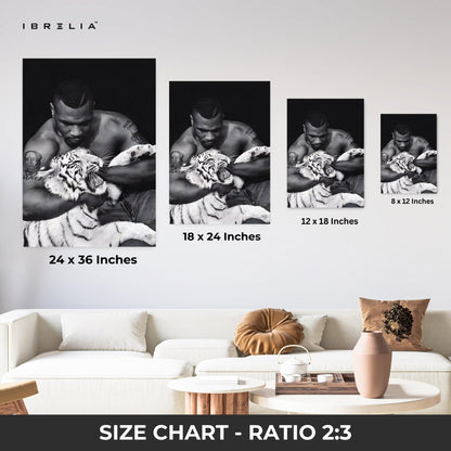 Mike Tyson & White Tiger Wall Art – Power Meets Majesty | IBRELIA™ - IBRELIA