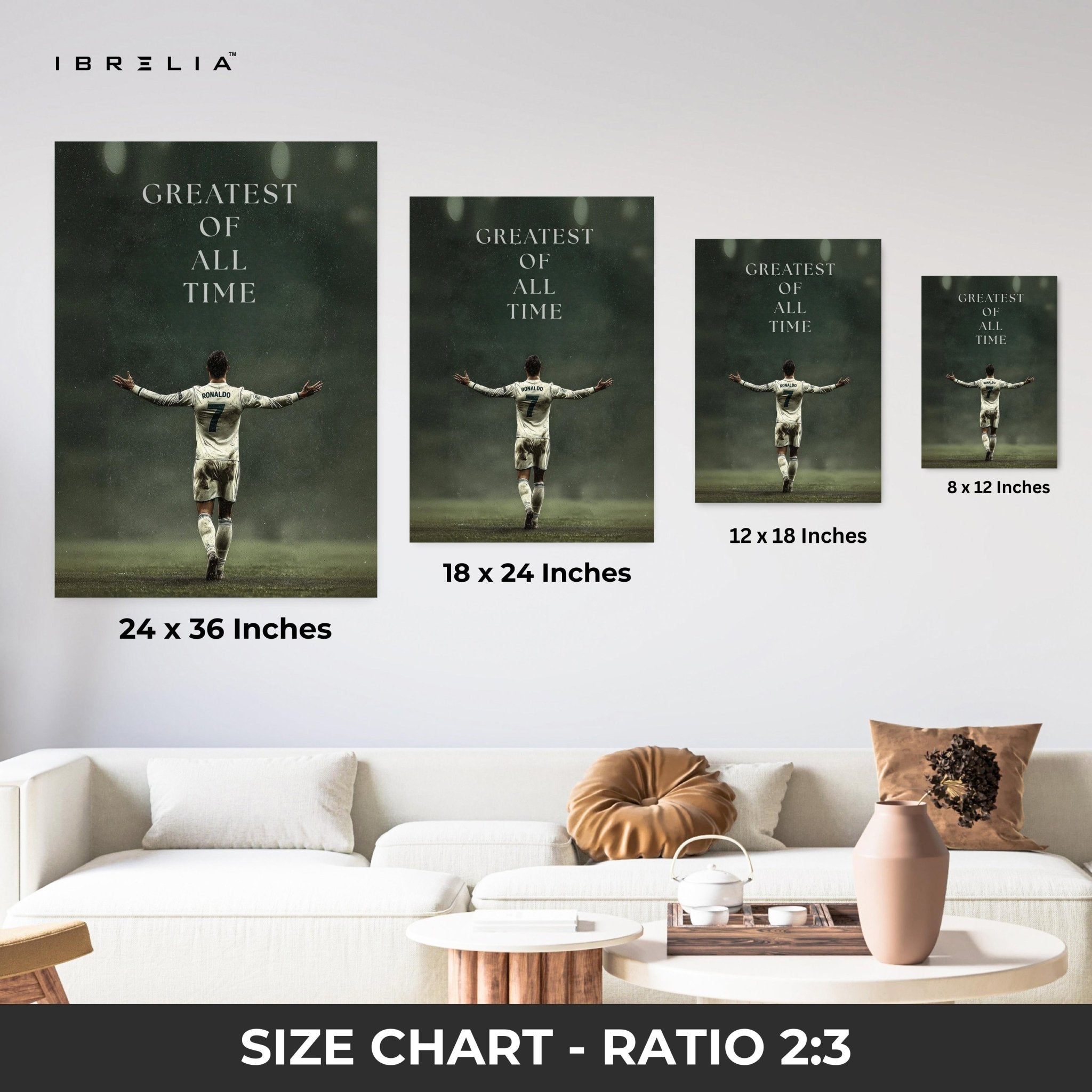 Cristiano Ronaldo “Greatest of All Time” Wall Frame | 4K Ultra Wrap Frame Wall Art in Pakistan | IBRELIA™ - IBRELIA