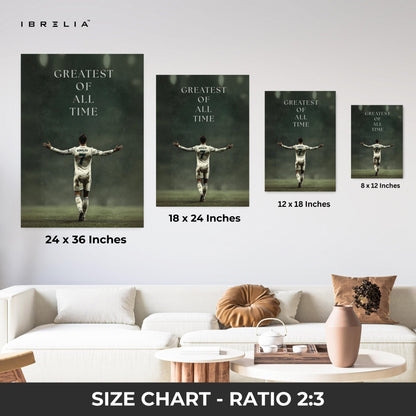 Cristiano Ronaldo “Greatest of All Time” Wall Frame | 4K Ultra Wrap Frame Wall Art in Pakistan | IBRELIA™ - IBRELIA