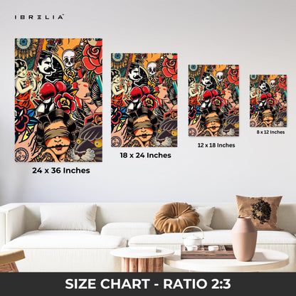 Graffiti Tattoo Collage Wall Frame | 4K Ultra Wrap Frame Wall Art in Pakistan | IBRELIA™ - IBRELIA