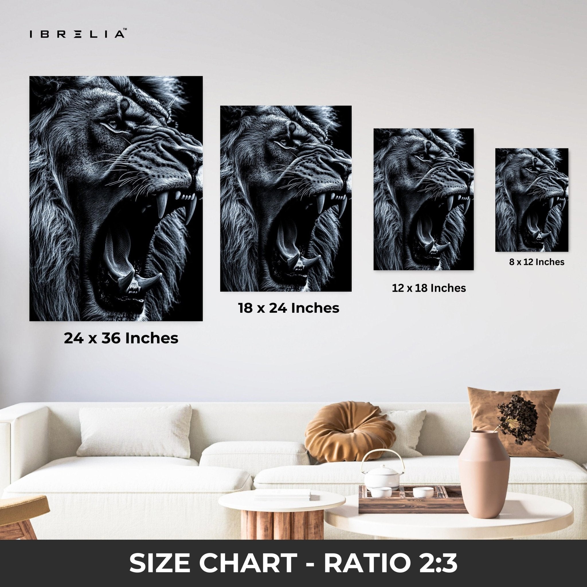 Roaring Lion Wall Frame | 4K Ultra Wrap Frame Wall Art in Pakistan | IBRELIA™ - IBRELIA