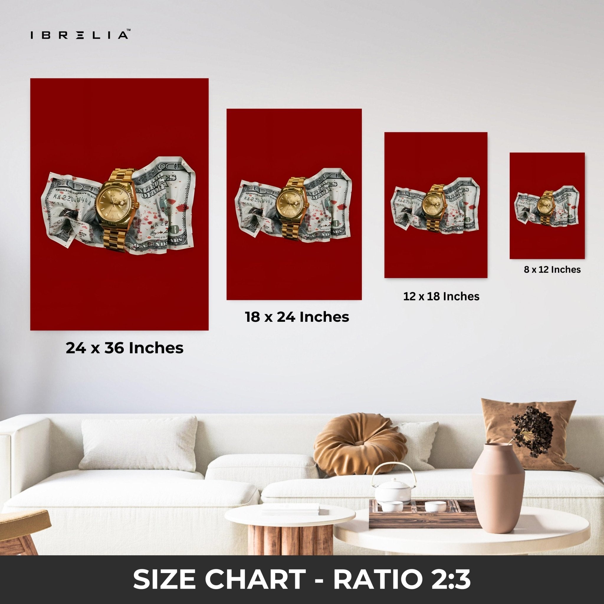 Golden Time Wall Art – Money x Luxury Edition | IBRELIA™ - IBRELIA