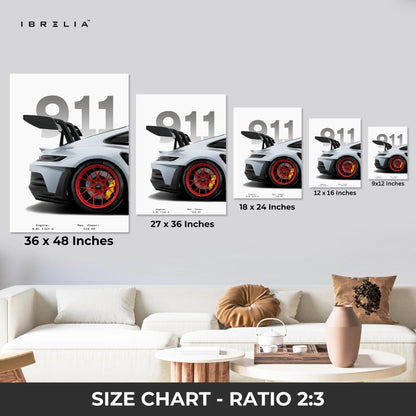 Porsche 911 GT3 RS Supercar 3 Panel 4K Ultra HD Wall Art in Pakistan | IBRELIA™ IBRELIA