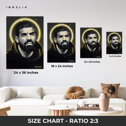 Drake Halo Portrait Wall Art – The Iconic Rap Legend | IBRELIA™ - IBRELIA