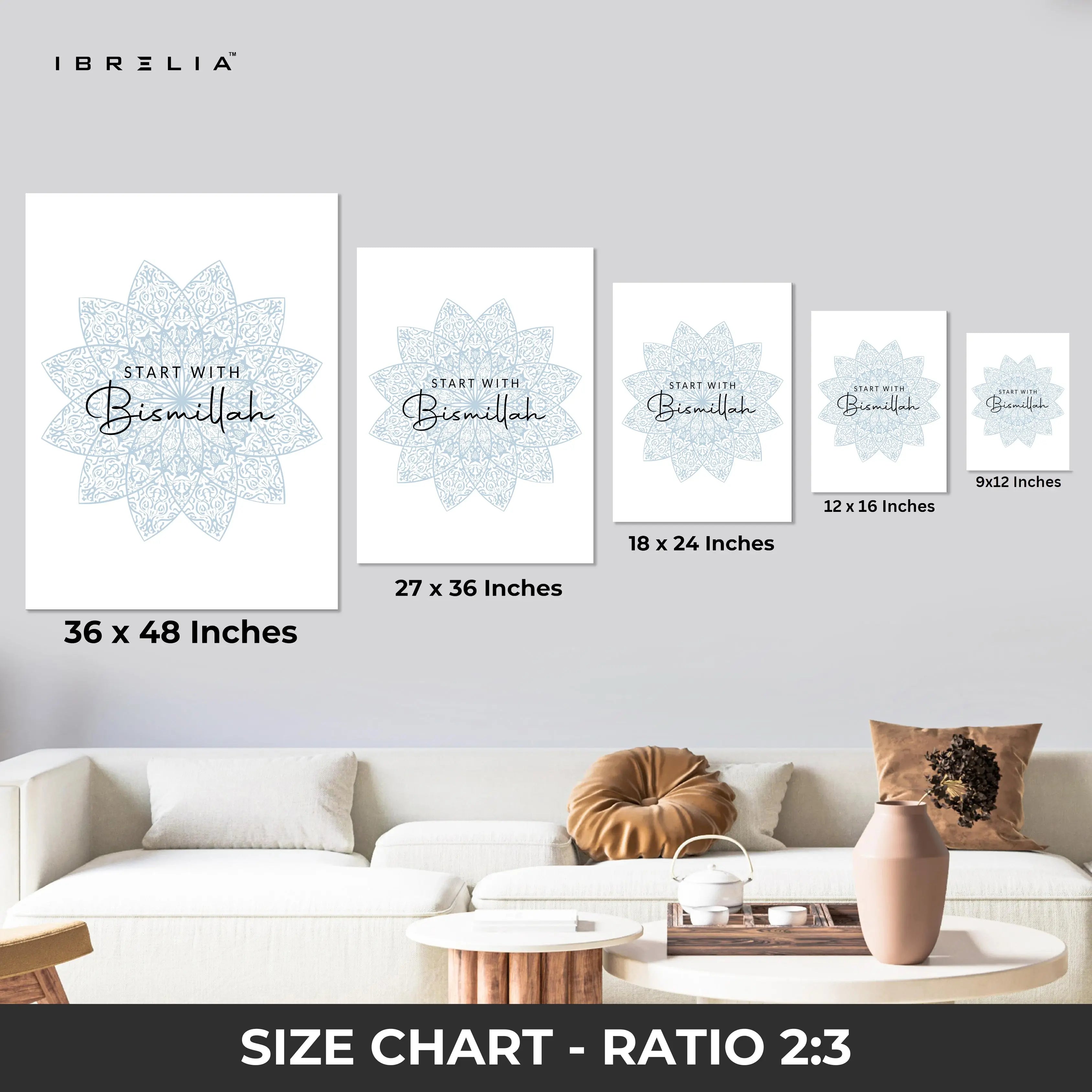 Bismillah InshaAllah Alhamdulillah 3 Panel Islamic 4K Ultra HD Wall Art in Pakistan | IBRELIA™ IBRELIA