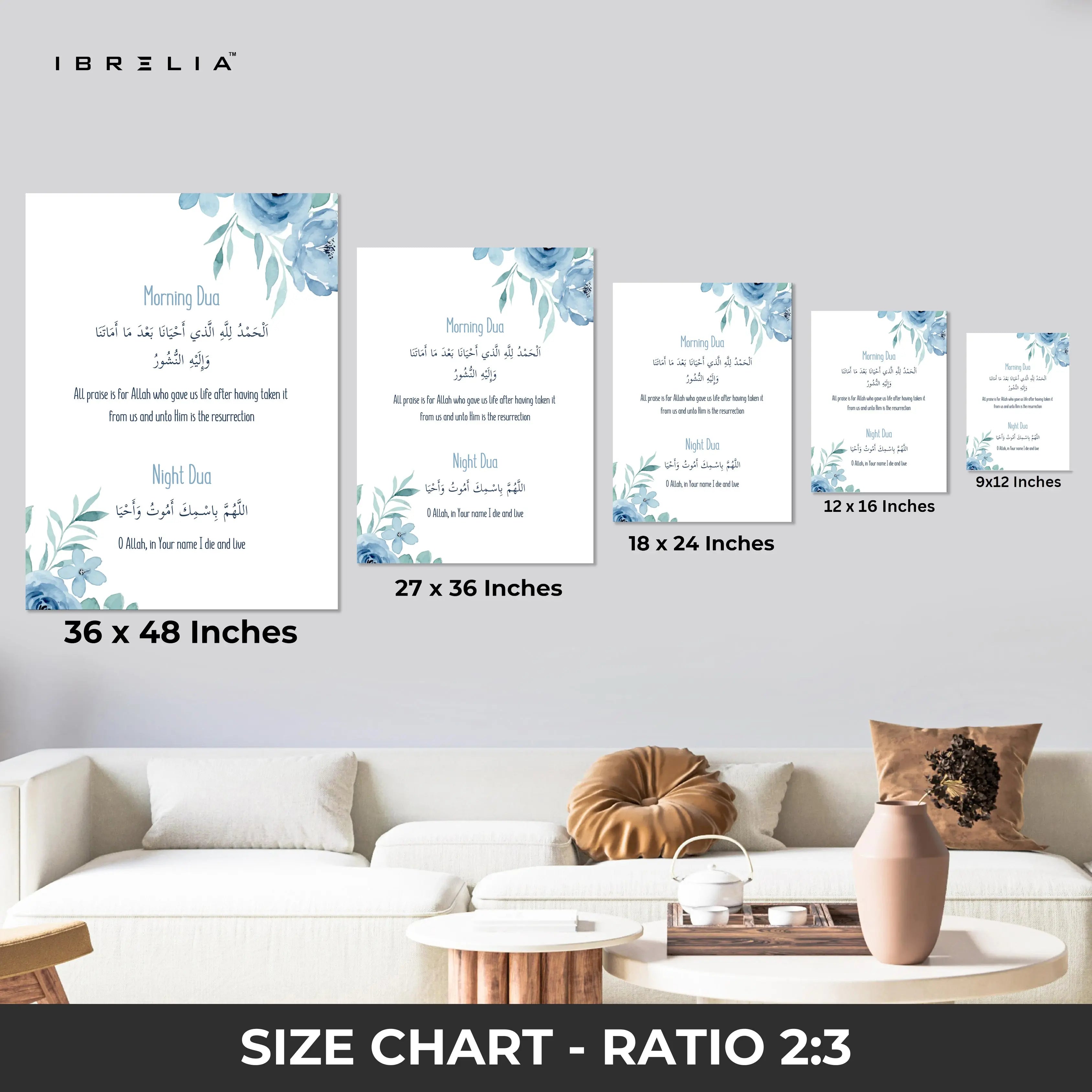 Morning Dua 4 Quls Ayat Al Kursi 3 Panel Islamic 4K Ultra HD Wall Art in Pakistan | IBRELIA™ IBRELIA
