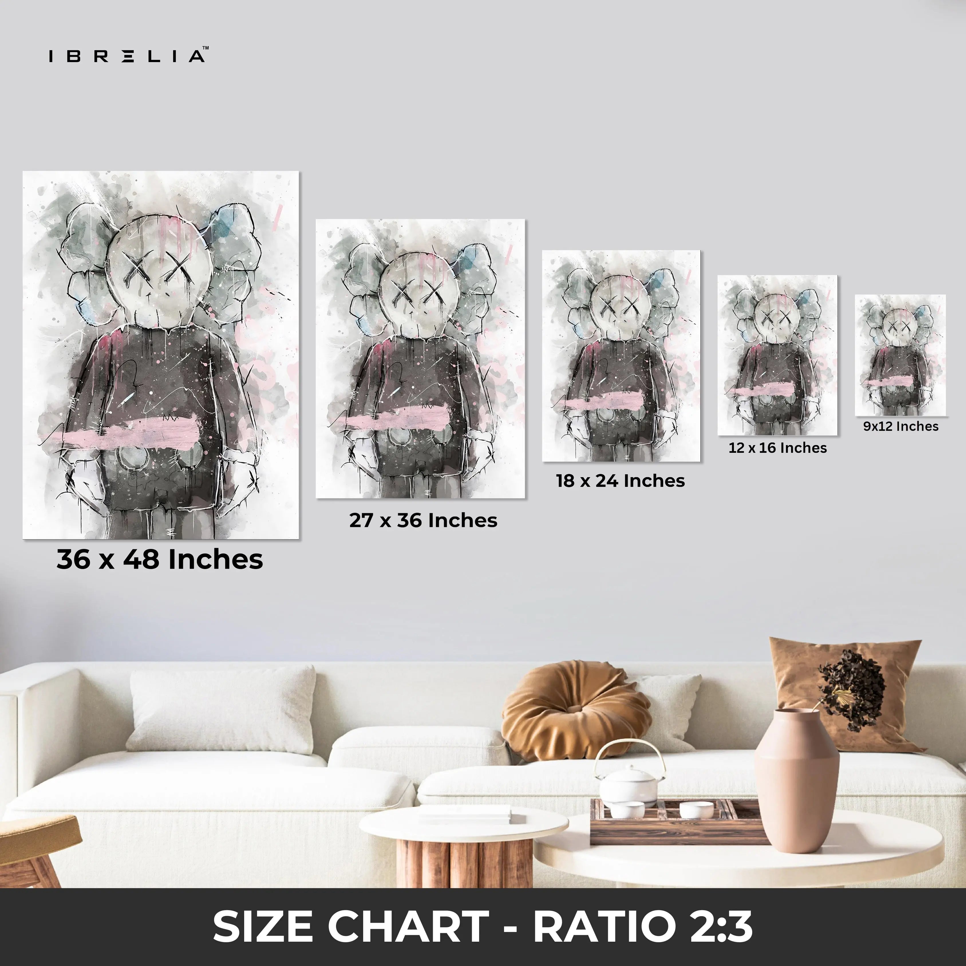 Abstract KAWS Graffiti Street Art 3 Panel 4K Ultra HD Wall Art in Pakistan | IBRELIA™ IBRELIA