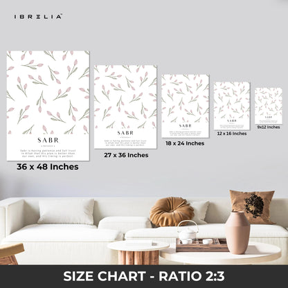 Sabr Shukr Tawakkul Botanical Islamic 3 Panel 4K Ultra HD Wall Art in Pakistan | IBRELIA™ IBRELIA