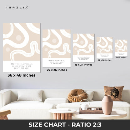 Trust in Allah Minimalist Islamic Quote 3 Panel 4K Ultra HD Wall Art in Pakistan | IBRELIA™ IBRELIA