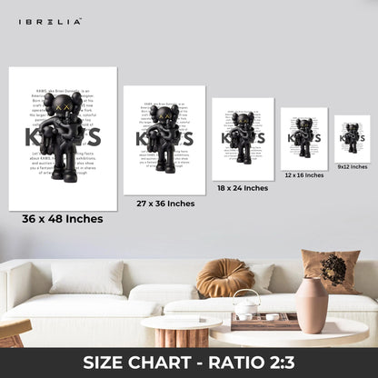 Black KAWS Companion Minimal Art 3 Panel 4K Ultra HD Wall Art in Pakistan | IBRELIA™ IBRELIA