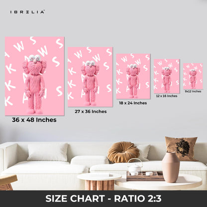 Pink KAWS Inspired Pop Art 3 Panel 4K Ultra HD Wall Art in Pakistan | IBRELIA™ IBRELIA