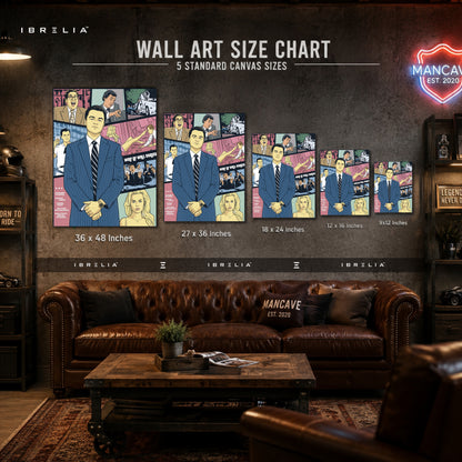 The Wolf of Wall Street Vintage Comic Poster Premium Canvas Wall Art – Jordan Belfort Movie Decor | IBRELIA™
