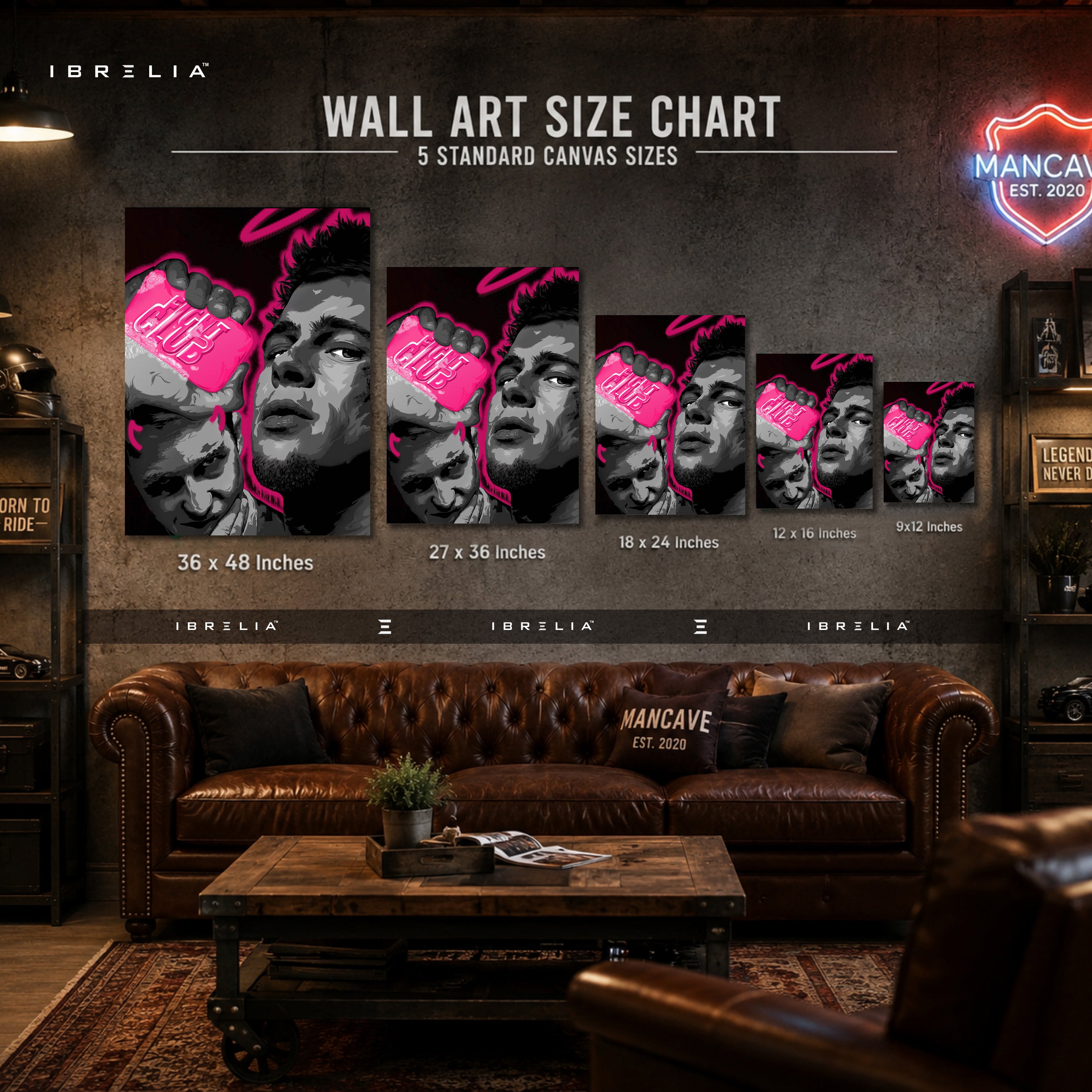 Fight Club Pink Soap Premium Canvas Wall Art – Tyler Durden & The Narrator Movie Artwork | Cult Classic Canvas Decor | IBRELIA™