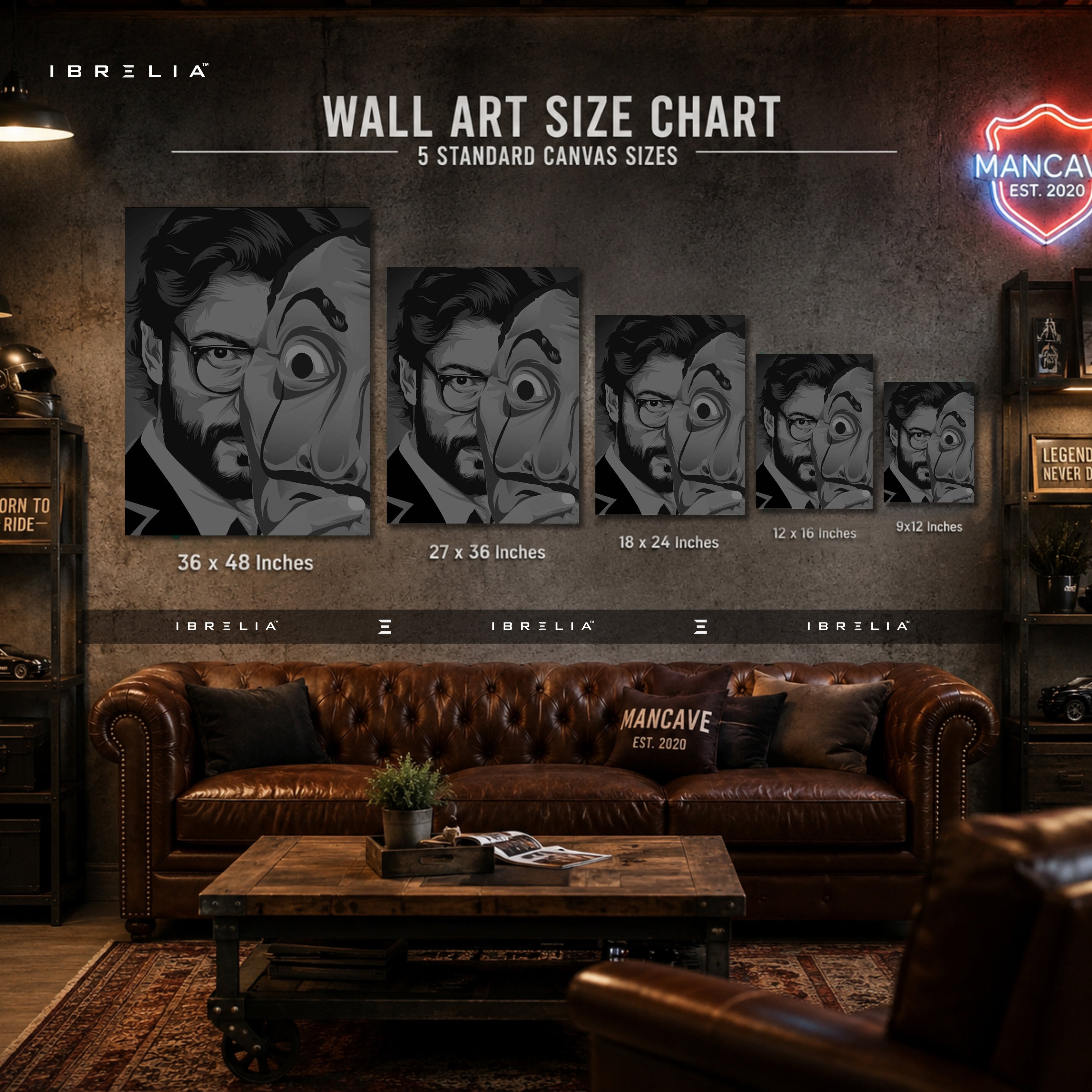 The Professor & Dali Mask Premium Wall Art – Money Heist La Casa de Papel 4K Wrapped MDF Frame | IBRELIA™