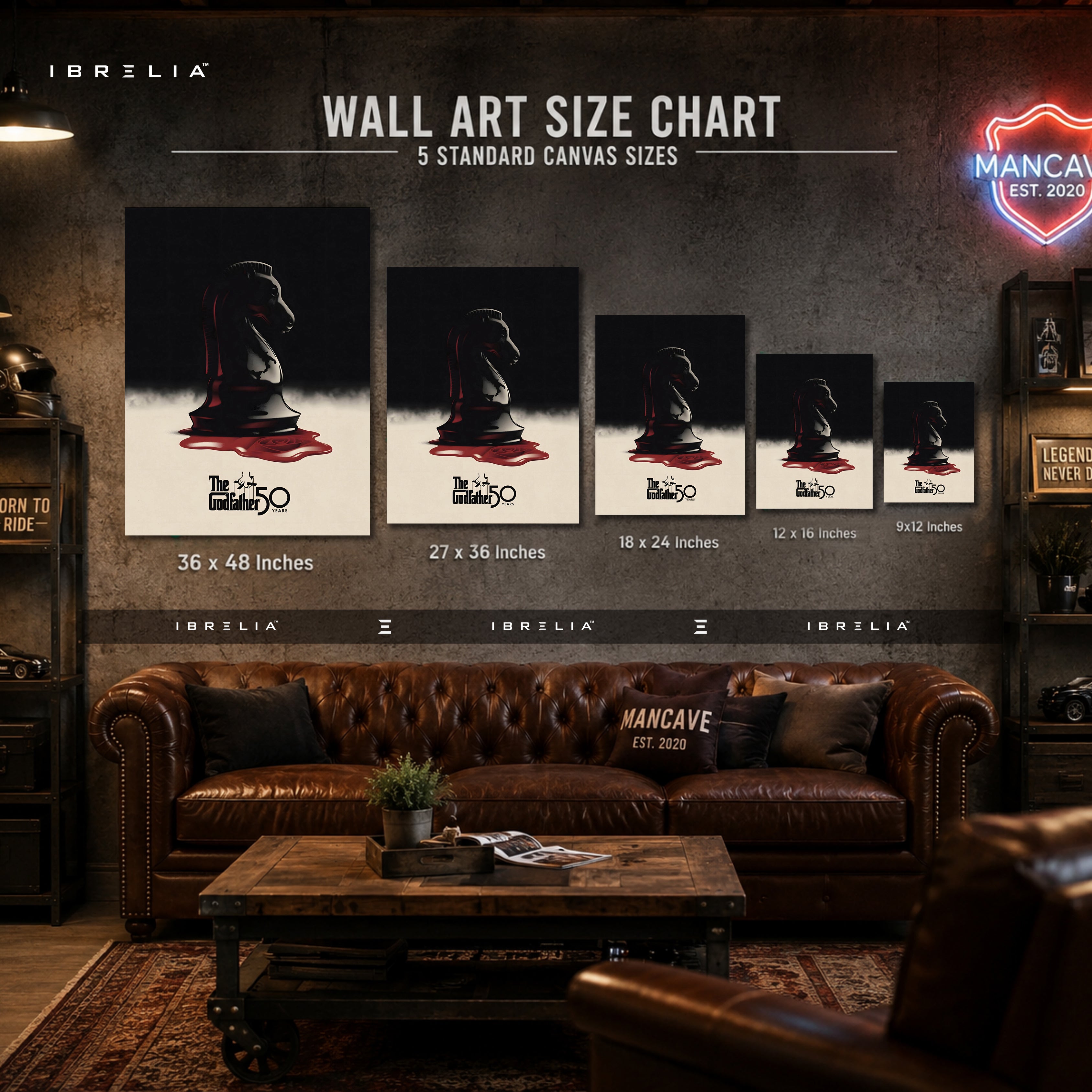 The Godfather 50th Anniversary Wrapped Frame Wall Art | Chess Knight Mafia Artwork | IBRELIA™
