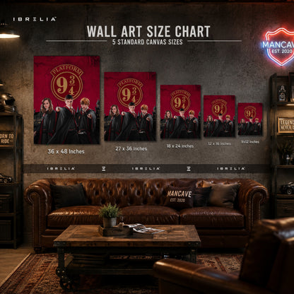 Harry Potter Platform 9¾ Golden Trio Wall Art – Premium Wrapped MDF Wall Decor | IBRELIA™