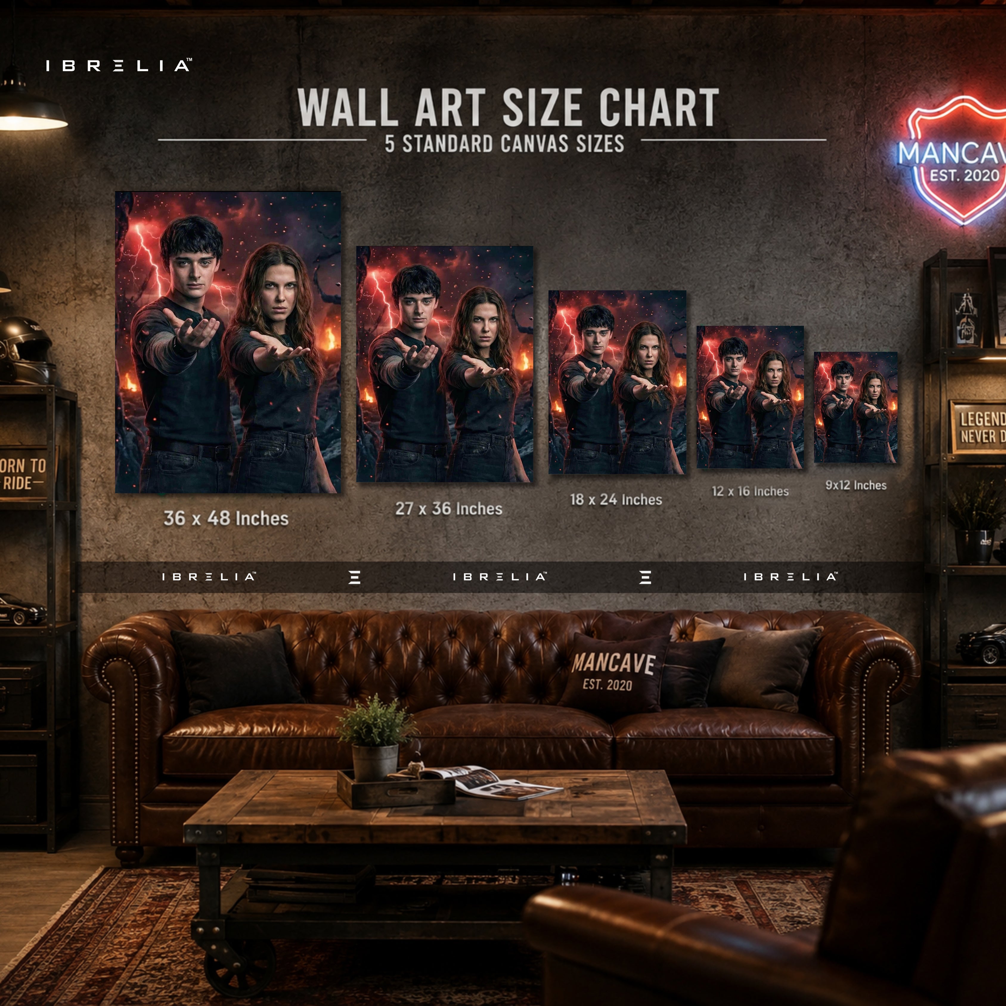 Stranger Things Eleven & Will Premium Canvas Wall Art – Netflix Hawkins Supernatural Artwork | Sci-Fi TV Series Canvas Decor | IBRELIA™