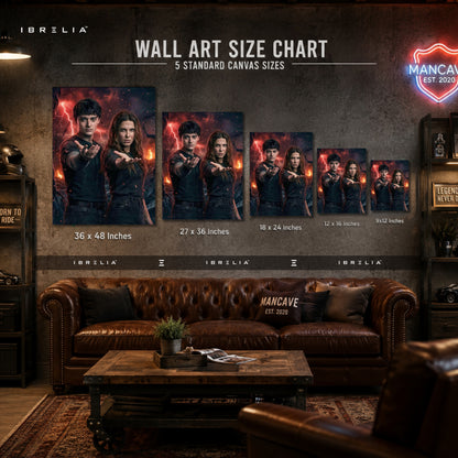 Stranger Things Eleven & Will Premium Canvas Wall Art – Netflix Hawkins Supernatural Artwork | Sci-Fi TV Series Canvas Decor | IBRELIA™