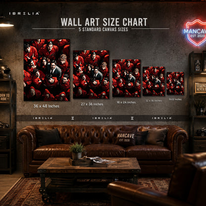 Money Heist Team Premium Wall Art – La Casa de Papel Crew 4K Wrapped MDF Frame | IBRELIA™