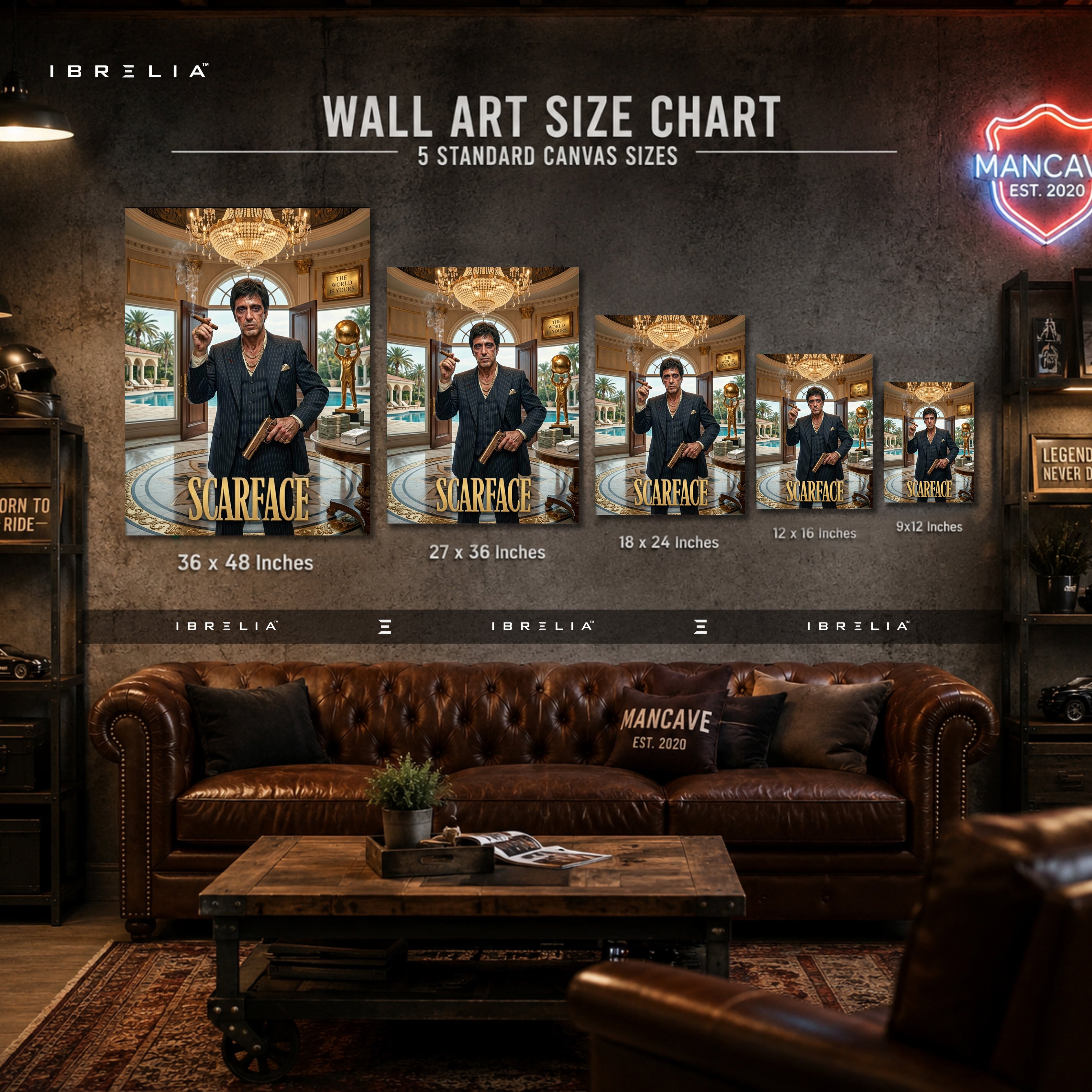 Scarface Movie Wall Art – Tony Montana Luxury Mansion Premium Wrapped MDF Wall Decor | IBRELIA™