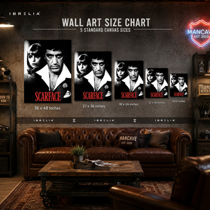 Scarface Movie Wall Art – Tony Montana Vintage Black & White Premium Wrapped MDF Wall Decor | IBRELIA™
