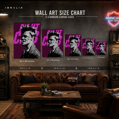 Tyler Durden Pop Art Premium Canvas Wall Art – Fight Club Inspired Modern Movie Artwork | Purple Minimalist Wall Decor | IBRELIA™