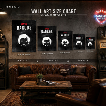 Narcos Minimalist Premium Wall Art – Netflix Inspired Pablo Escobar 4K Wrapped MDF Frame | IBRELIA™