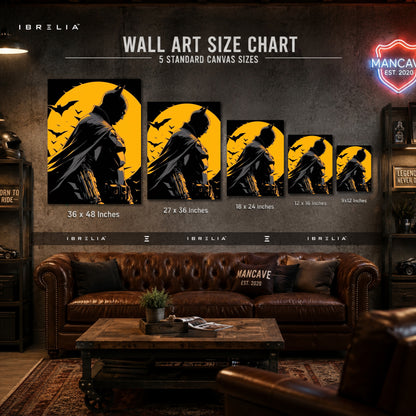 The Dark Knight Batman Wall Art – Gotham Moon Silhouette Premium Wrapped MDF Wall Decor | IBRELIA™