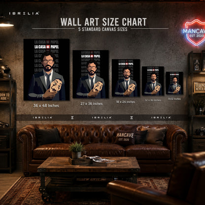 The Professor & Dali Mask Premium Wall Art – La Casa de Papel (Money Heist) 4K Wrapped MDF Frame | IBRELIA™