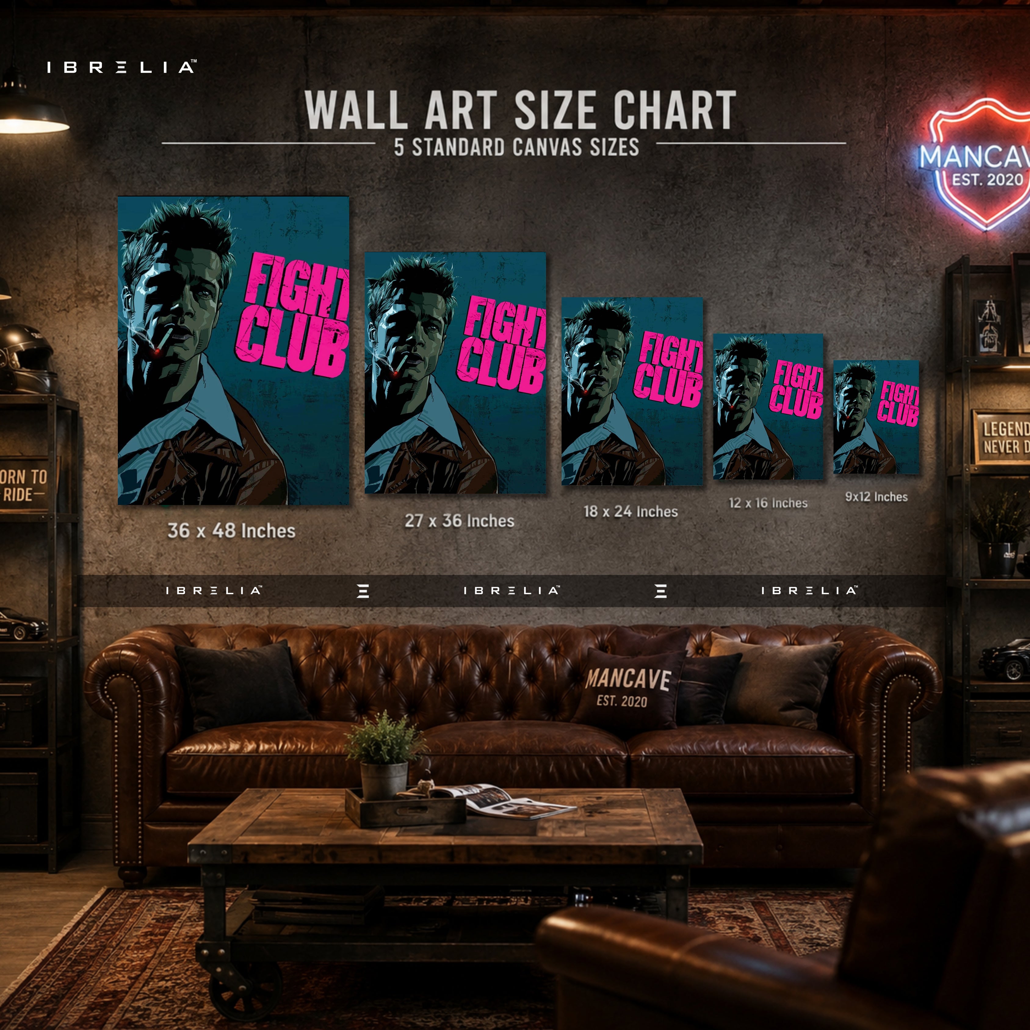 Fight Club Premium Canvas Wall Art – Tyler Durden Movie Artwork | Cult Classic Cinema Decor | IBRELIA™