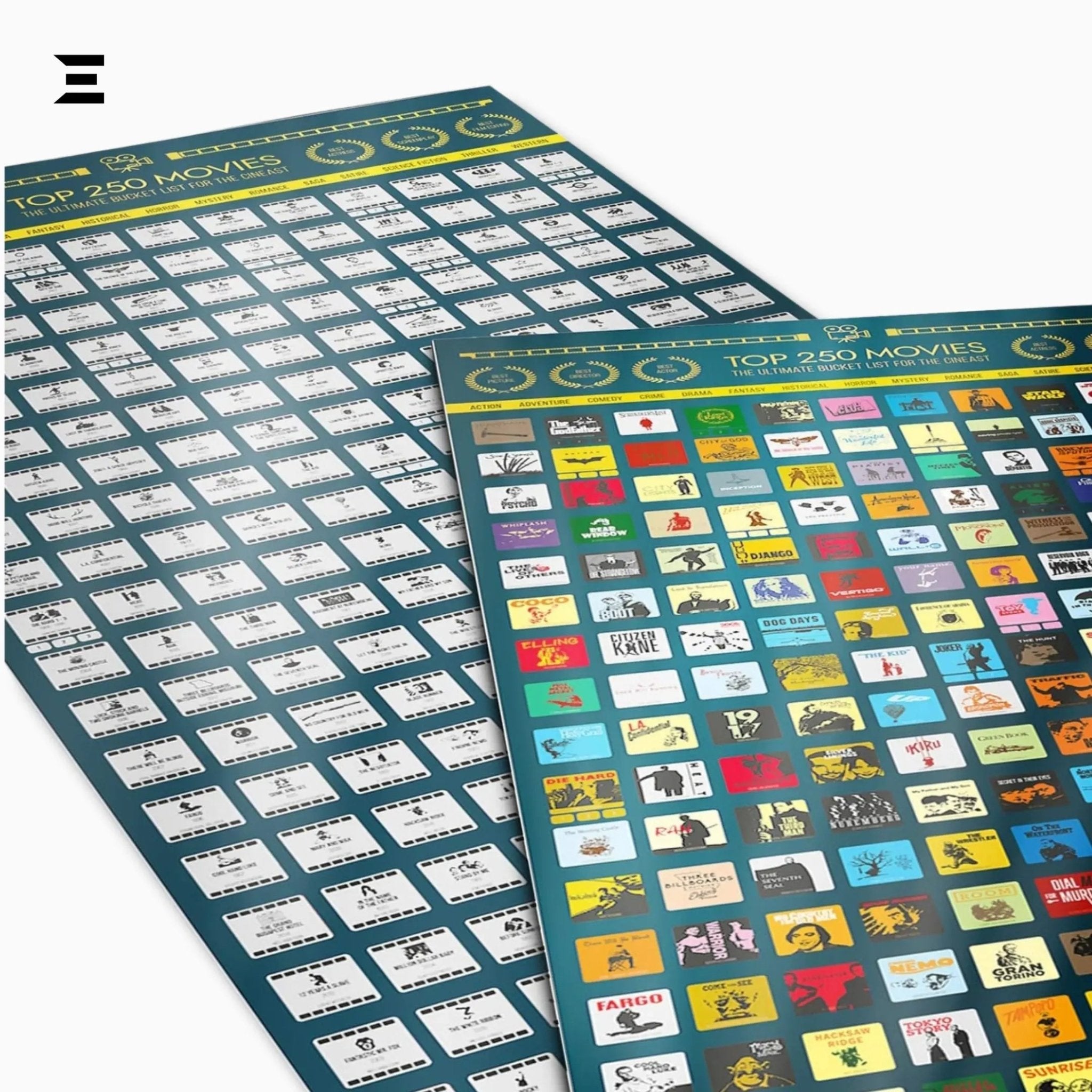 Top 250 Movies Scratch - Off Bucket List Poster – XXL 40x18" - IBRELIA