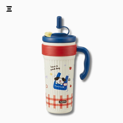Twilight Ice Fighter Cup 750ML | Cute Puppy Straw Tumbler with Handle | IBRELIA™ IBRELIA