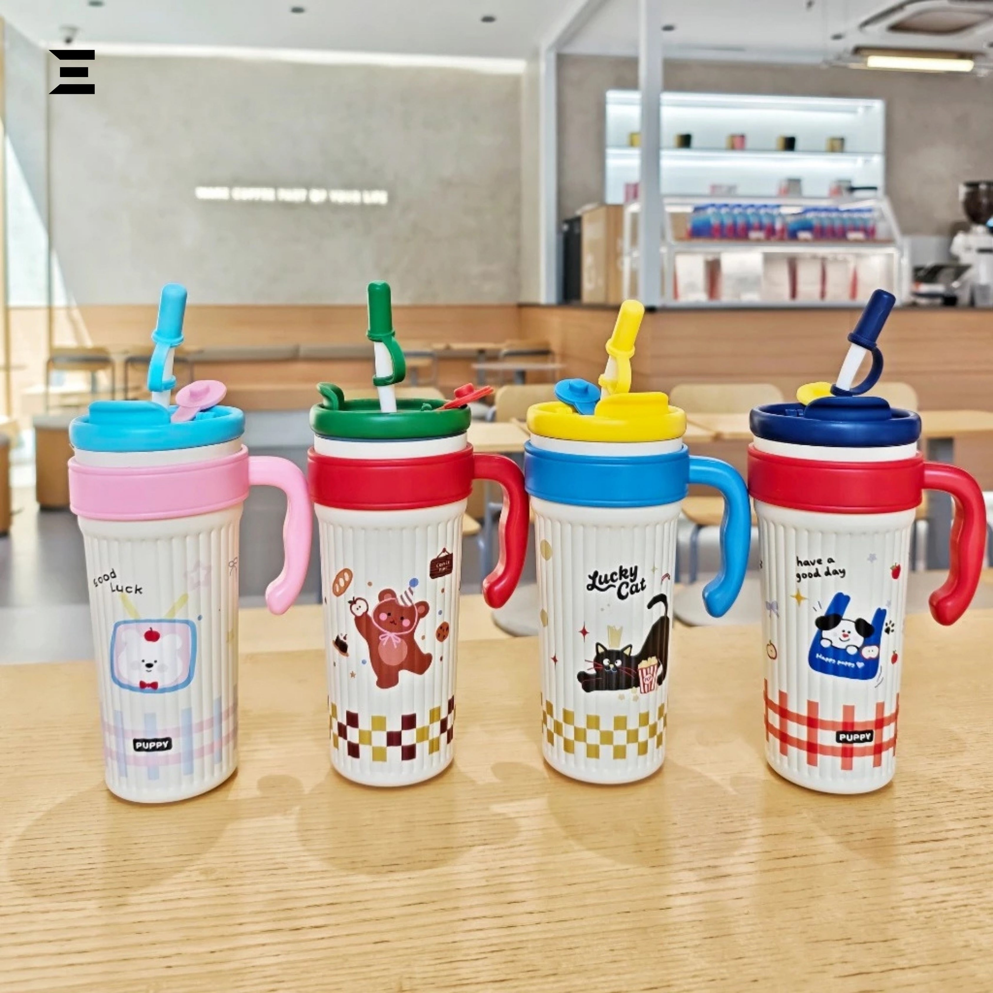 Twilight Ice Fighter Cup 750ML | Cute Puppy Straw Tumbler with Handle | IBRELIA™ IBRELIA