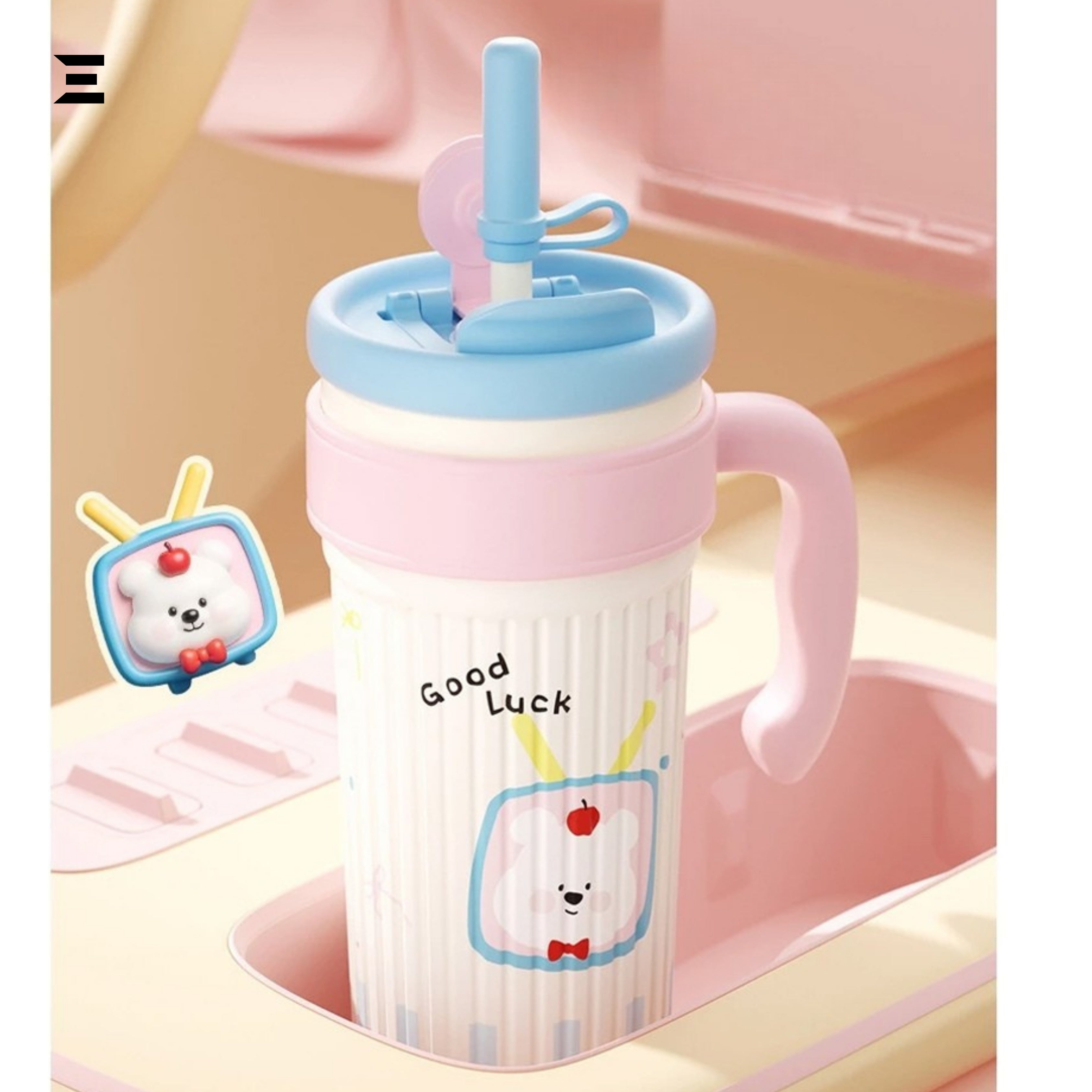 Twilight Ice Fighter Cup 750ML | Cute Puppy Straw Tumbler with Handle | IBRELIA™ IBRELIA