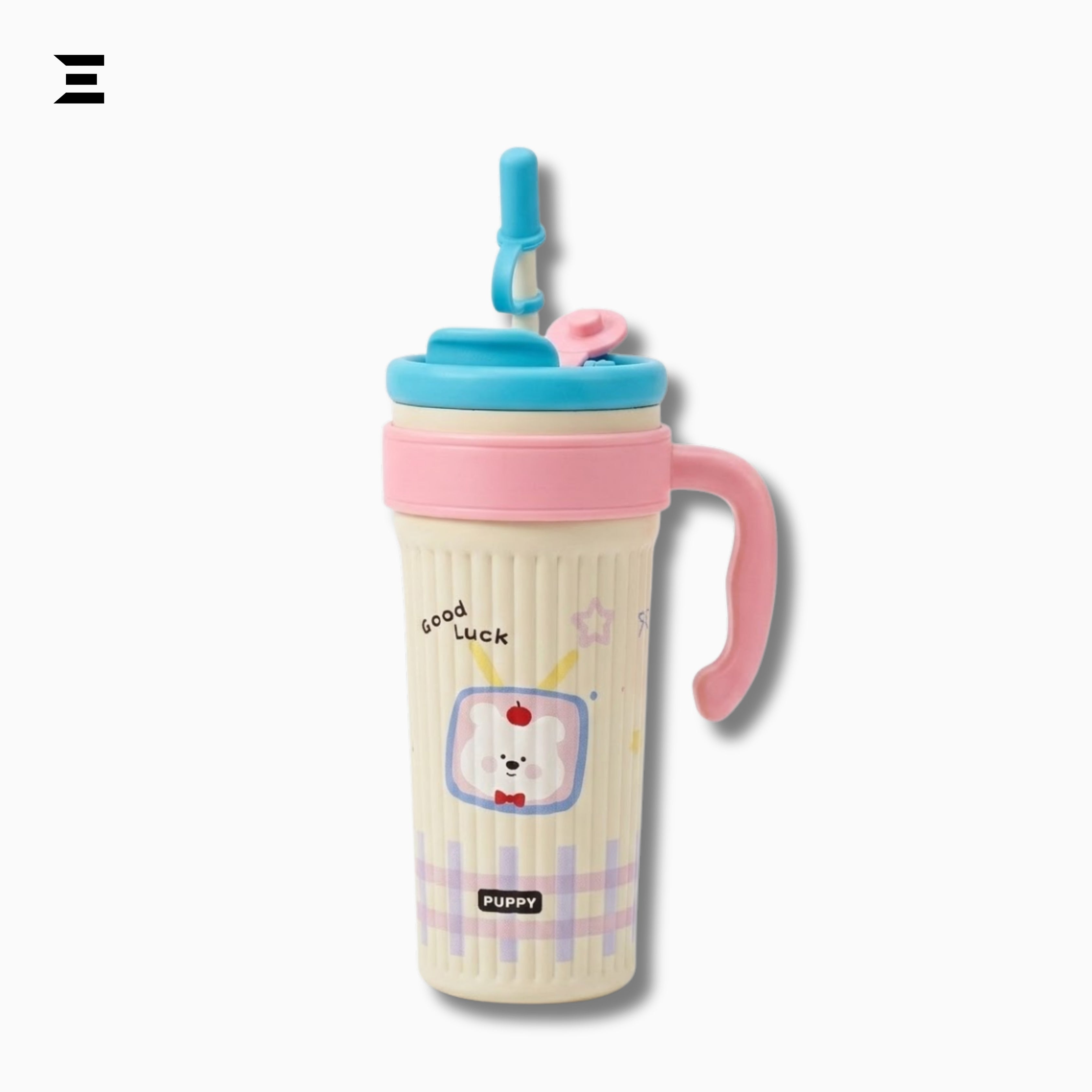 Twilight Ice Fighter Puppy Cup 750ML | Cute Cartoon Straw Tumbler with Handle | IBRELIA™ IBRELIA