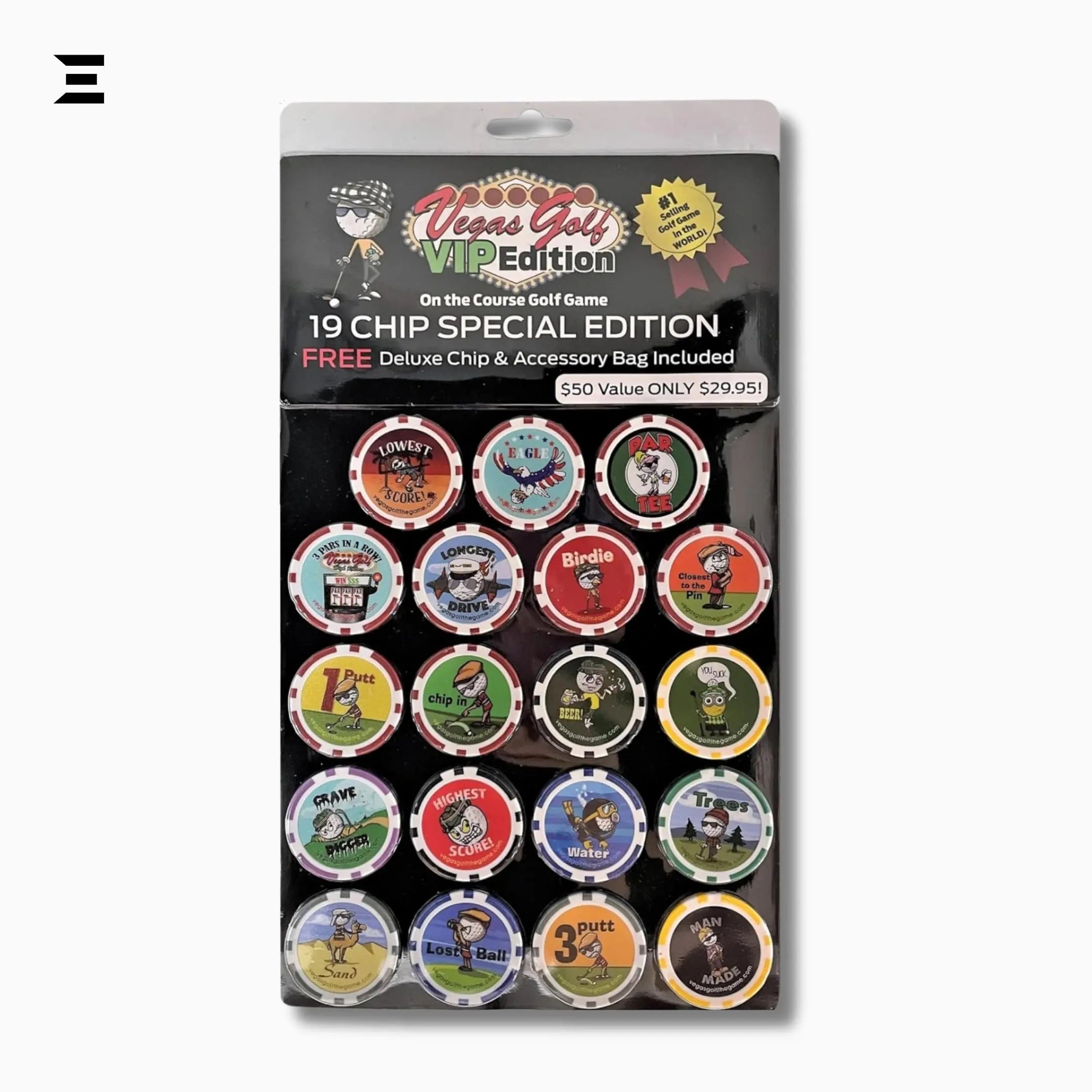 Vegas Golf VIP Edition – 19 Chip On-Course Golf Game with Deluxe Tee Bag IBRELIA