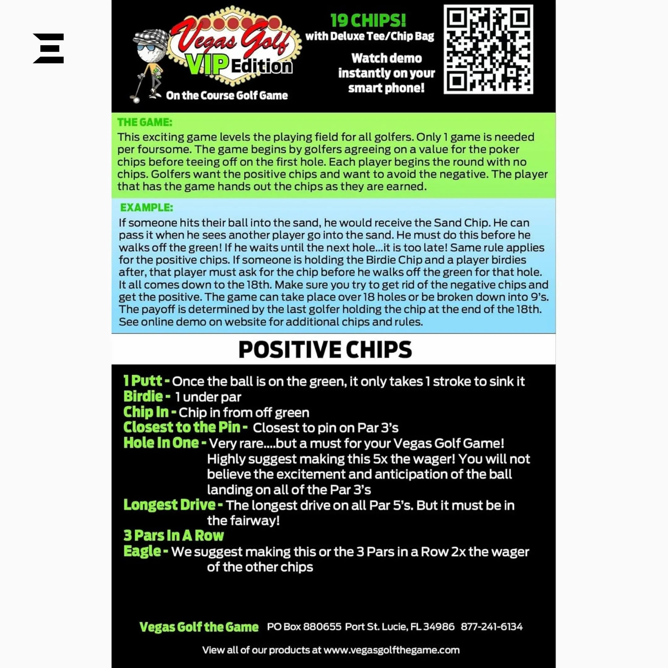 Vegas Golf VIP Edition – 19 Chip On-Course Golf Game with Deluxe Tee Bag IBRELIA