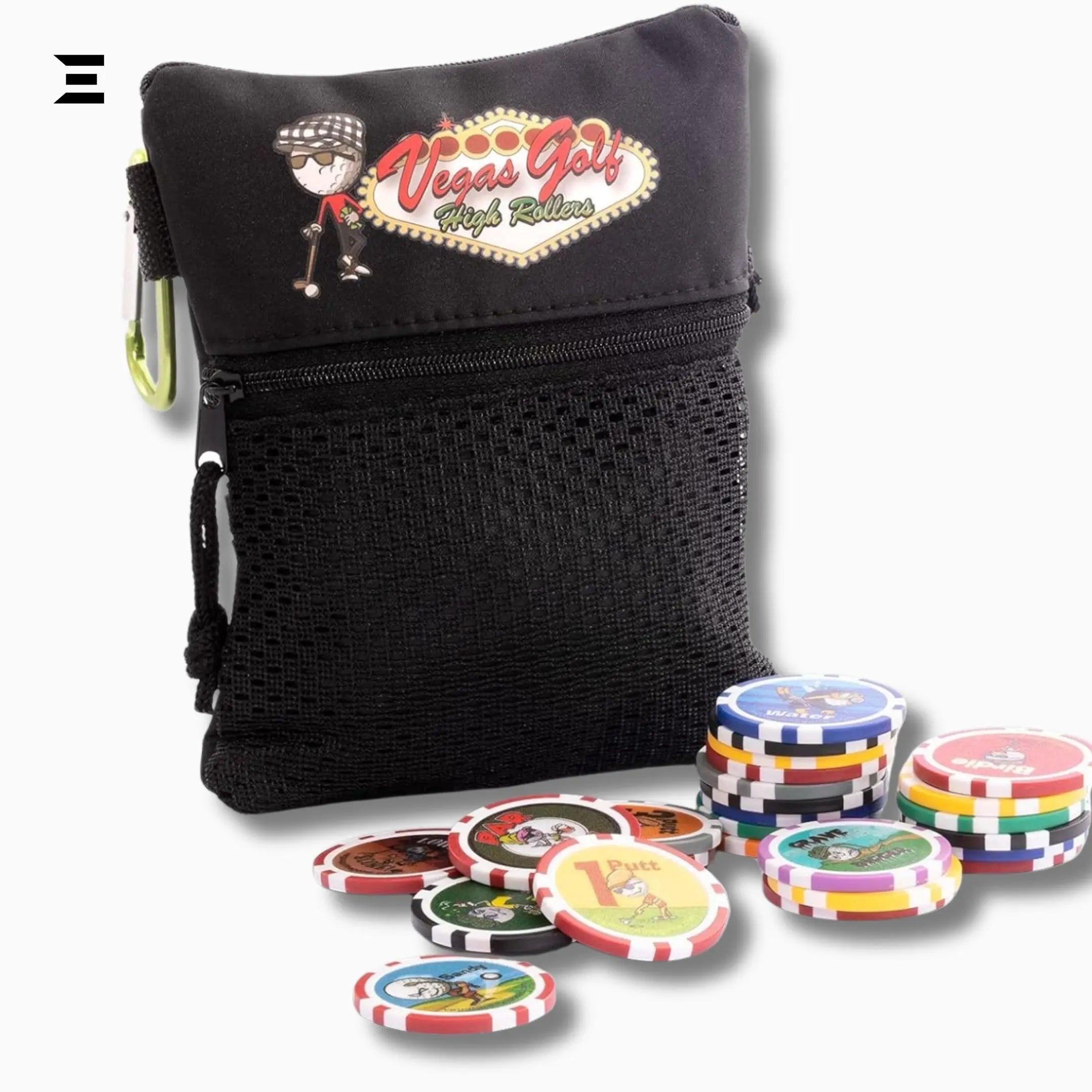 Vegas Golf VIP Edition – 19 Chip On-Course Golf Game with Deluxe Tee Bag IBRELIA