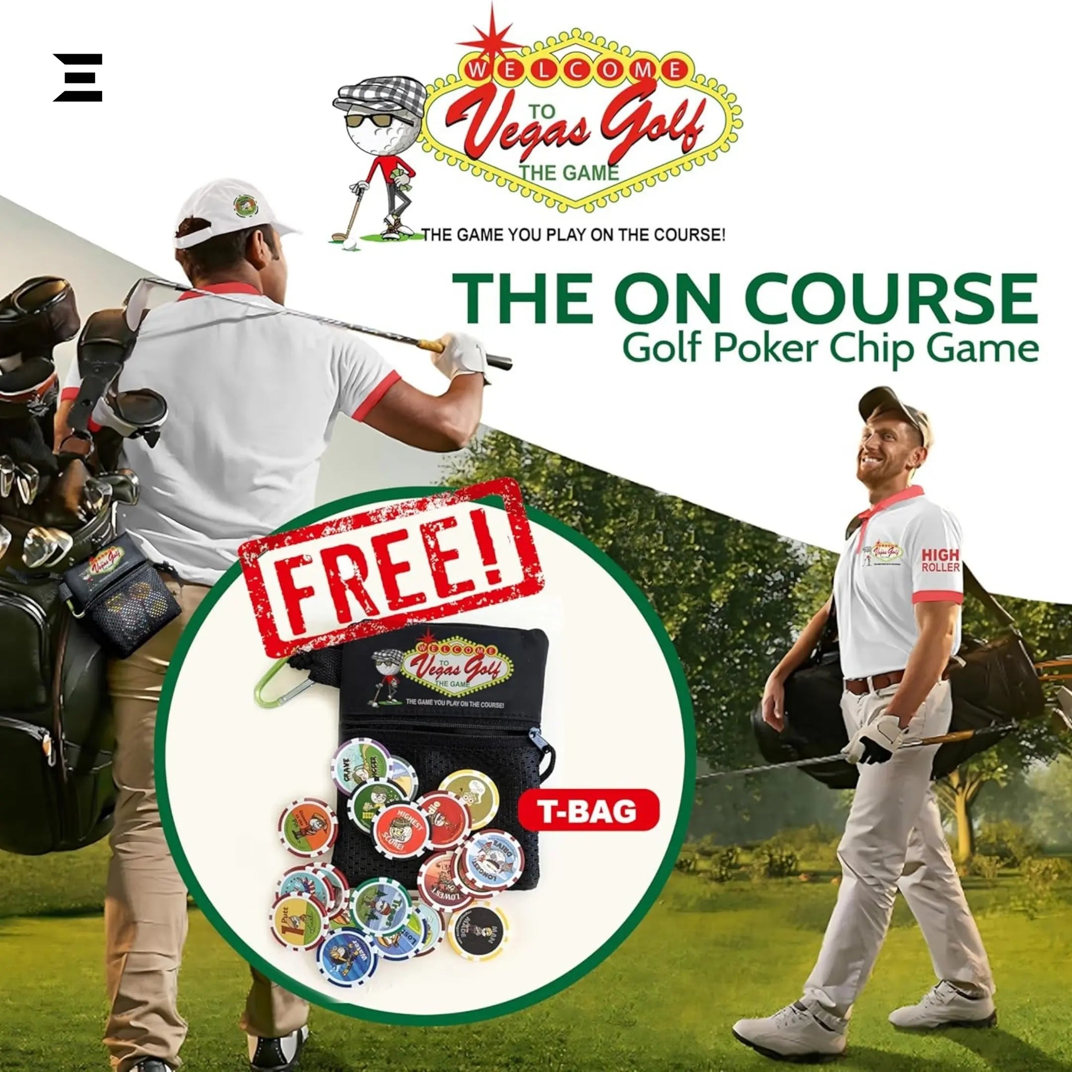 Vegas Golf VIP Edition – 19 Chip On-Course Golf Game with Deluxe Tee Bag IBRELIA