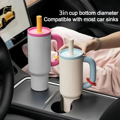 Yellow Insulated Tumbler with Handle & Straw | Bright Travel Mug | IBRELIA™ IBRELIA