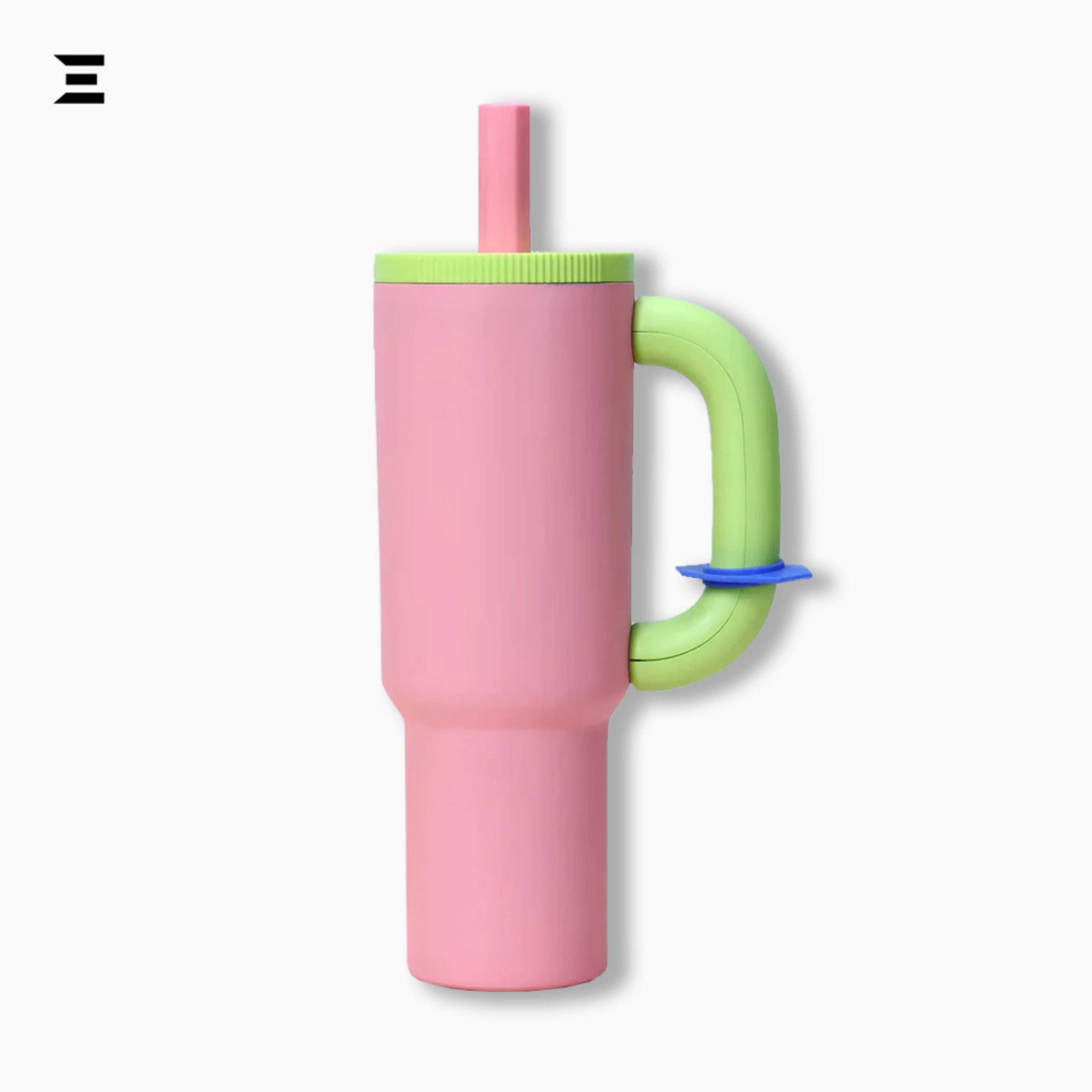 Pink Insulated Tumbler with Handle & Straw | Cute Aesthetic Travel Mug | IBRELIA™