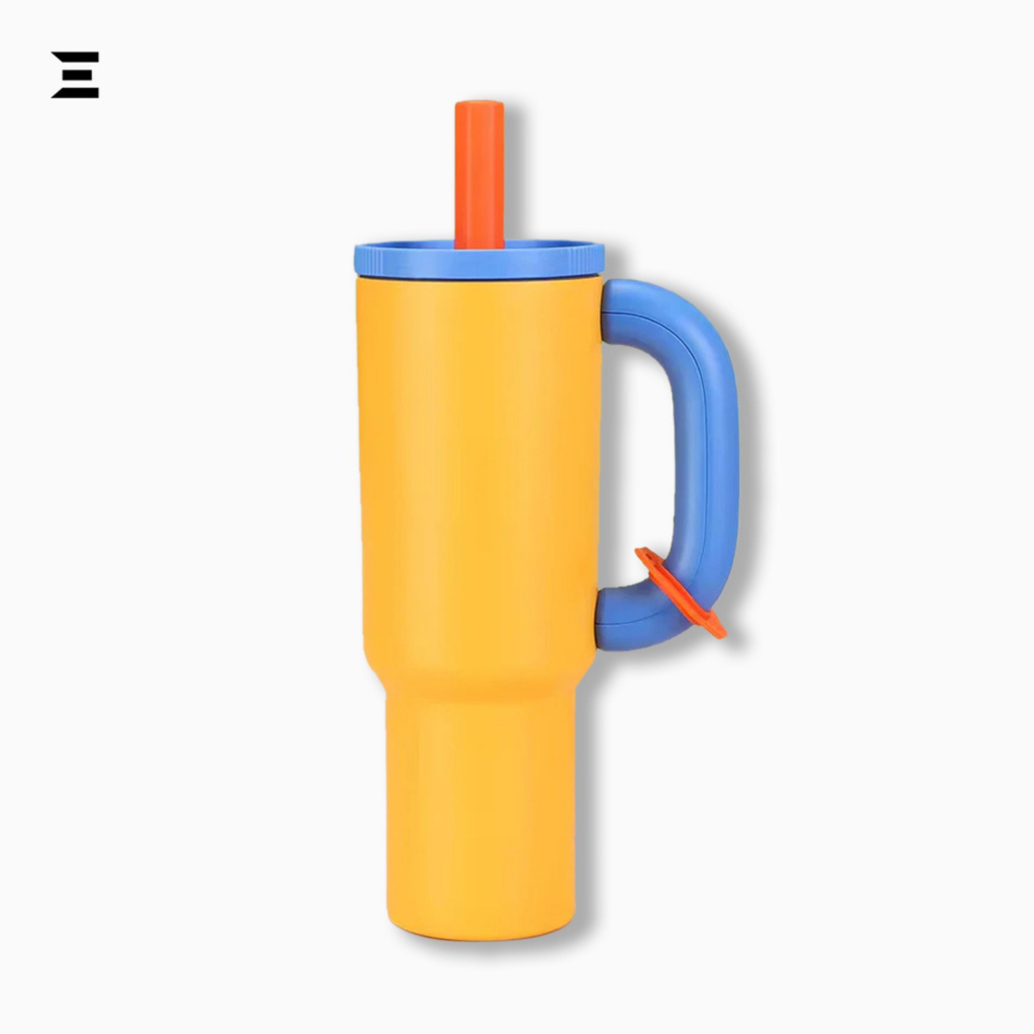 Yellow Insulated Tumbler with Handle & Straw | Bright Travel Mug | IBRELIA™