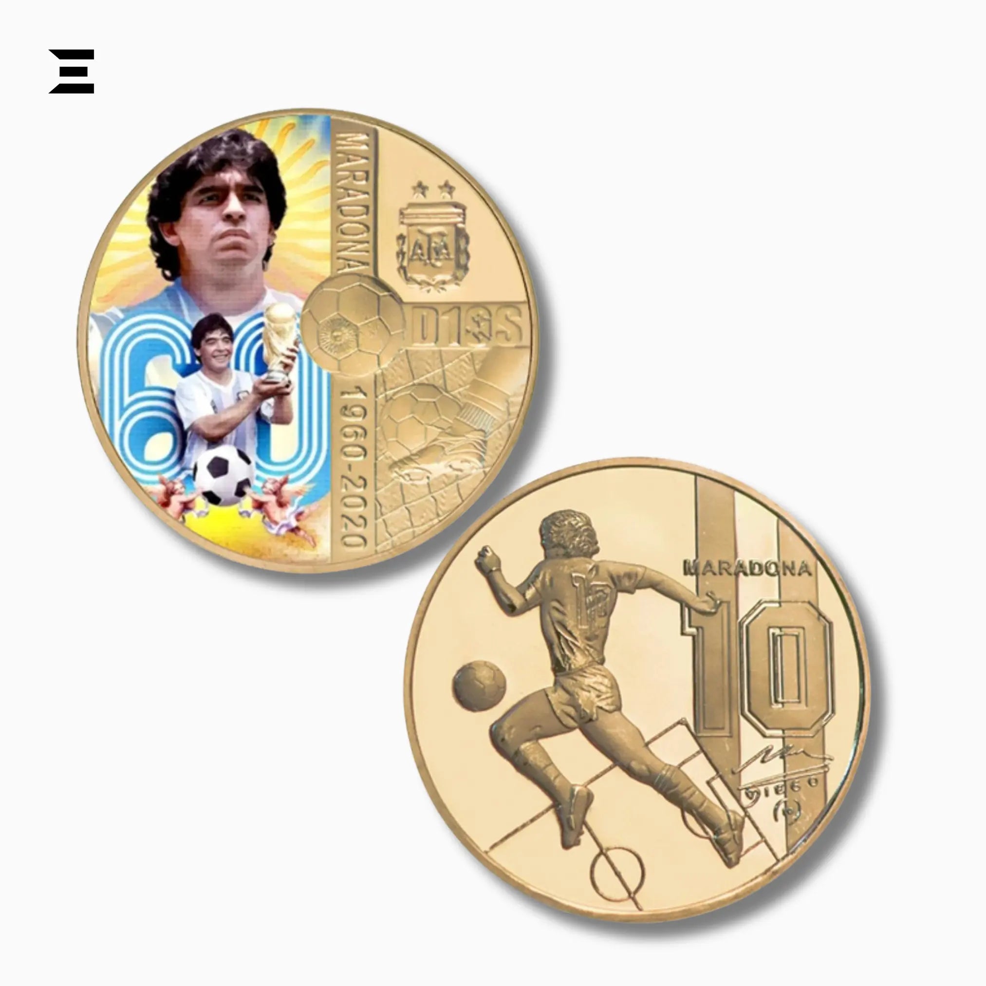 1960–2020 Diego Maradona Gold Plated Commemorative Coin Set – Football Legend Tribute Souvenir - IBRELIA