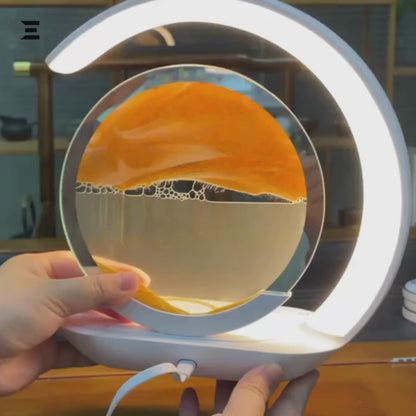 Wireless Charging 3D Sand Painting LED Lamp – Quicksand Night Light with Hourglass Art