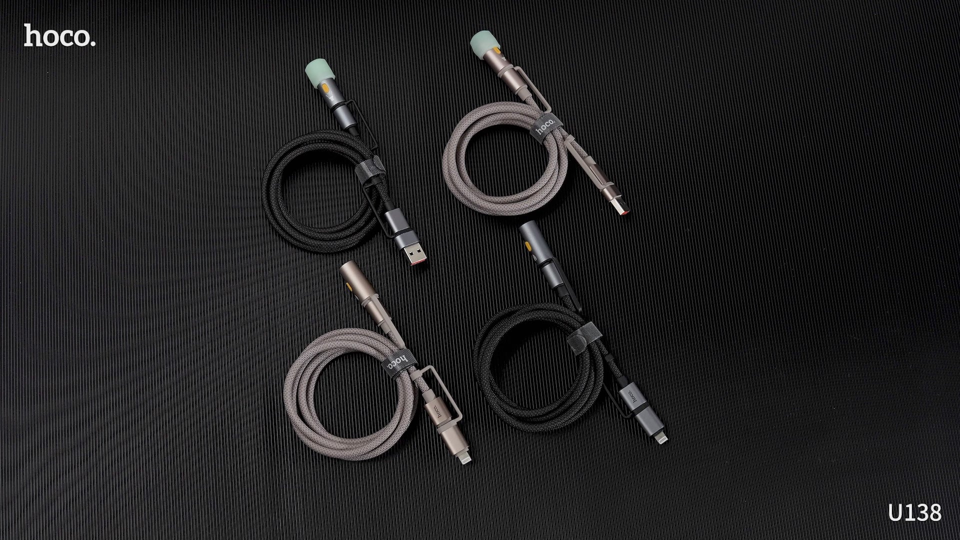 HOCO U138 All-in-One LED Light 2-in-1 Fast Charging Cable (USB-C to iP + USB-C) | IBRELIA™
