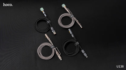 HOCO U138 All-in-One LED Light 2-in-1 Fast Charging Cable (USB-C to iP + USB-C) | IBRELIA™