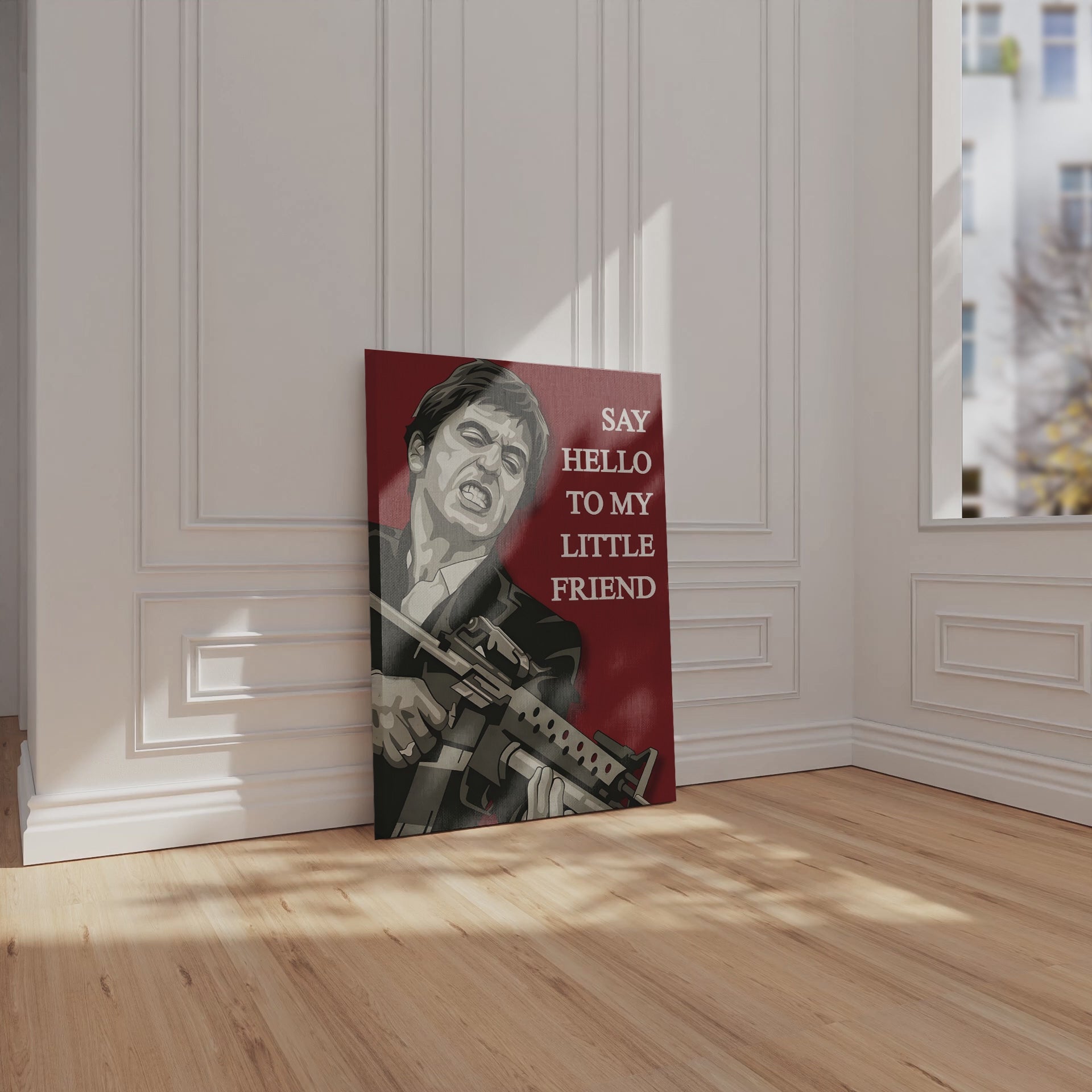 Scarface “Say Hello To My Little Friend” 4K Ultra Wrap Frame Wall Art in Pakistan | IBRELIA™