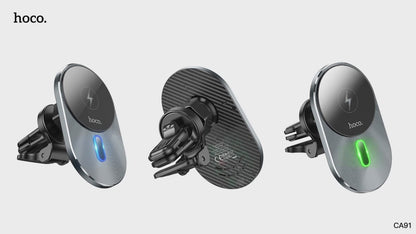 HOCO CA91 Magic Magnetic Wireless Car Charger – 15W MagSafe Fast Charging Air Vent Holder | IBRELIA™